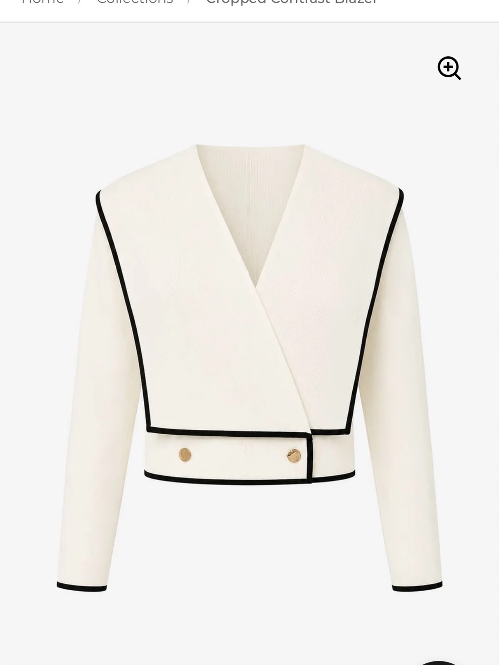 Cropped Cream Blazer with Black Trim